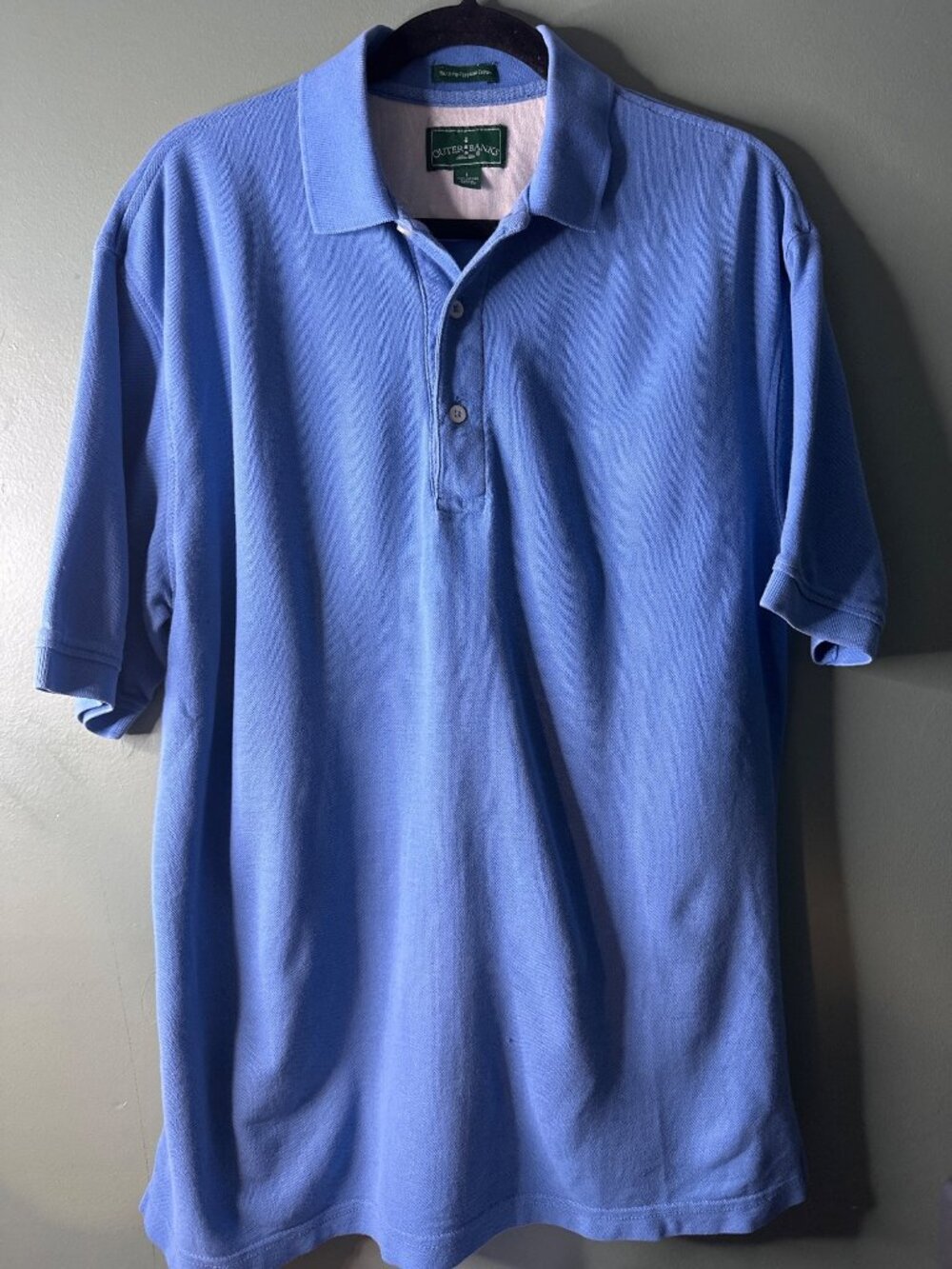 Outer Banks Mens Polo Shirt Large Blue 50/2 Egyptian Cotton Preppy Golf Classic